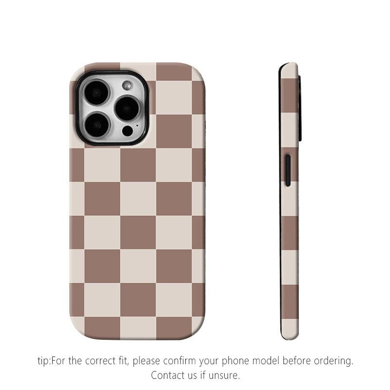 Matte Anti-Slip Checkerboard Phone Case for Iphone17 Air 16 Pro Max 15 14 plus 13 12 11 8 XR XS Anti-Fingerprint and Oil Stain Resistant, Wear-Resistant and Scratch-Resistant, Premium Matte Texture.Wc34