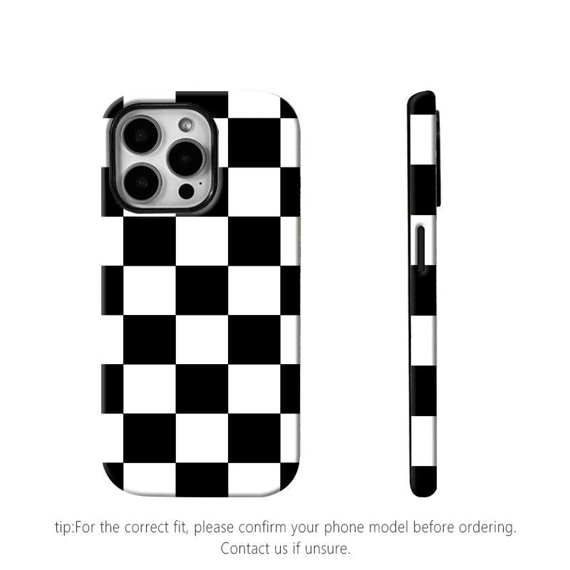 Matte Anti-Slip Checkerboard Phone Case for Iphone17 Air 16 Pro Max 15 14 plus 13 12 11 8 XR XS Anti-Fingerprint and Oil Stain Resistant, Wear-Resistant and Scratch-Resistant, Premium Matte Texture.Wc34