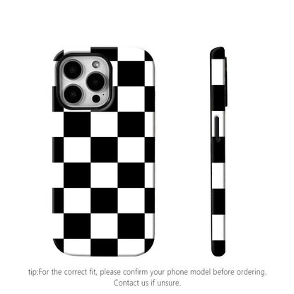Matte Anti-Slip Checkerboard Phone Case for Iphone17 Air 16 Pro Max 15 14 plus 13 12 11 8 XR XS Anti-Fingerprint and Oil Stain Resistant, Wear-Resistant and Scratch-Resistant, Premium Matte Texture.Wc34