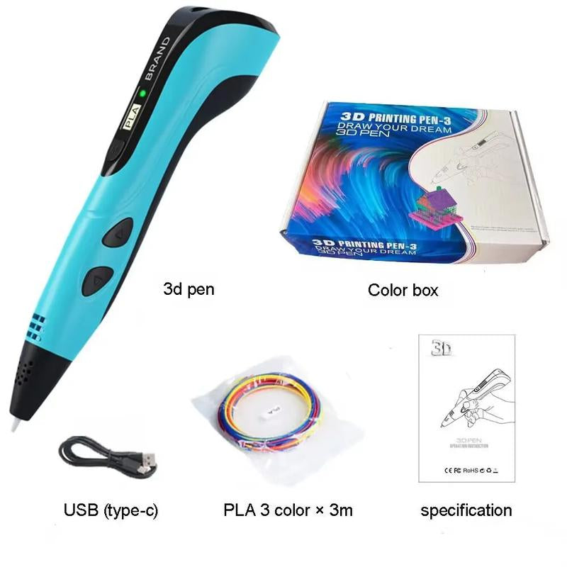 NEW 3D Printing Pen 3D Pen Set for Kids Chidren Child'S Birthday Christmas Creative DIY Gift LCD Display with PLA Filament
