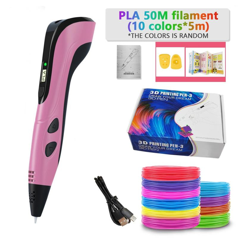 NEW 3D Printing Pen 3D Pen Set for Kids Chidren Child'S Birthday Christmas Creative DIY Gift LCD Display with PLA Filament