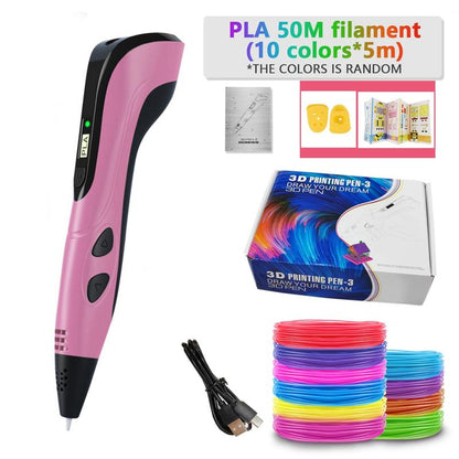 NEW 3D Printing Pen 3D Pen Set for Kids Chidren Child'S Birthday Christmas Creative DIY Gift LCD Display with PLA Filament
