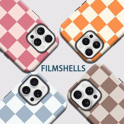 Matte Anti-Slip Checkerboard Phone Case for Iphone17 Air 16 Pro Max 15 14 plus 13 12 11 8 XR XS Anti-Fingerprint and Oil Stain Resistant, Wear-Resistant and Scratch-Resistant, Premium Matte Texture.Wc34