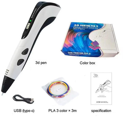 NEW 3D Printing Pen 3D Pen Set for Kids Chidren Child'S Birthday Christmas Creative DIY Gift LCD Display with PLA Filament