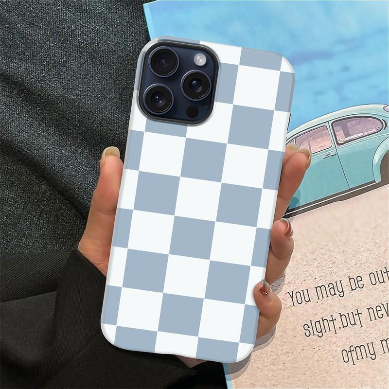 Matte Anti-Slip Checkerboard Phone Case for Iphone17 Air 16 Pro Max 15 14 plus 13 12 11 8 XR XS Anti-Fingerprint and Oil Stain Resistant, Wear-Resistant and Scratch-Resistant, Premium Matte Texture.Wc34