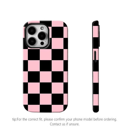 Matte Anti-Slip Checkerboard Phone Case for Iphone17 Air 16 Pro Max 15 14 plus 13 12 11 8 XR XS Anti-Fingerprint and Oil Stain Resistant, Wear-Resistant and Scratch-Resistant, Premium Matte Texture.Wc34