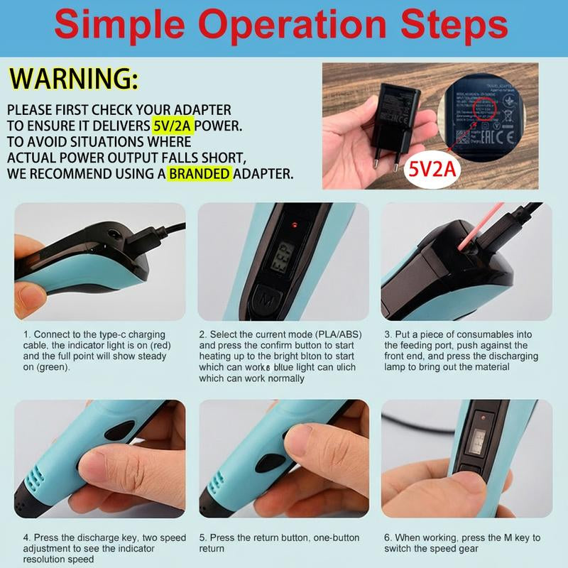 NEW 3D Printing Pen 3D Pen Set for Kids Chidren Child'S Birthday Christmas Creative DIY Gift LCD Display with PLA Filament