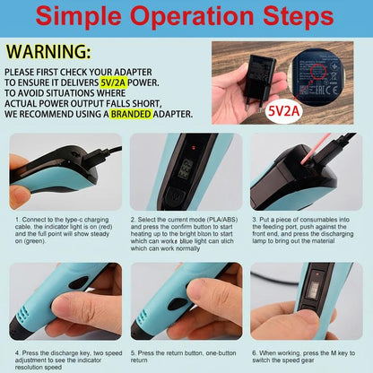 NEW 3D Printing Pen 3D Pen Set for Kids Chidren Child'S Birthday Christmas Creative DIY Gift LCD Display with PLA Filament