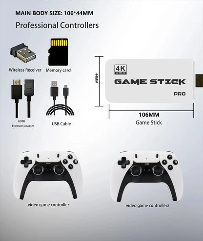 4K Pro Game Stick 64G 30000+ Video Game Console 2.4G Double Wireless Controller 4K Retro Game TV Stick Retro Classic Games