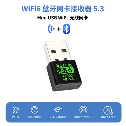 AX900 USB Wifi 6 Bluetooth 5.3 Adapter 2In1 Dongle Dual Band 2.4G&5Ghz USB Wifi Network Wireless Wlan Receiver DRIVER FREE
