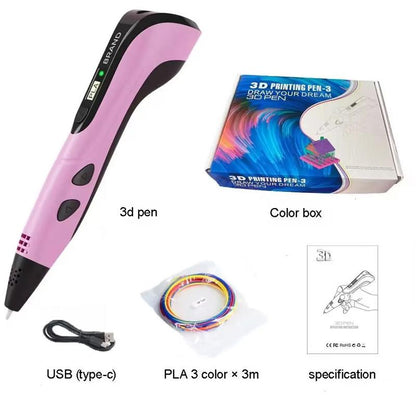 NEW 3D Printing Pen 3D Pen Set for Kids Chidren Child'S Birthday Christmas Creative DIY Gift LCD Display with PLA Filament