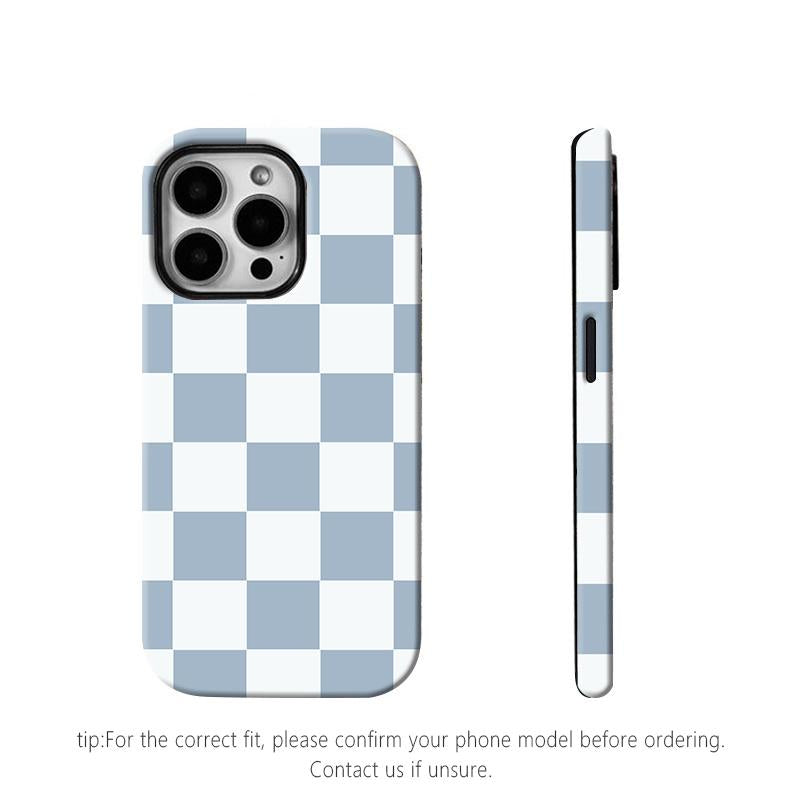 Matte Anti-Slip Checkerboard Phone Case for Iphone17 Air 16 Pro Max 15 14 plus 13 12 11 8 XR XS Anti-Fingerprint and Oil Stain Resistant, Wear-Resistant and Scratch-Resistant, Premium Matte Texture.Wc34