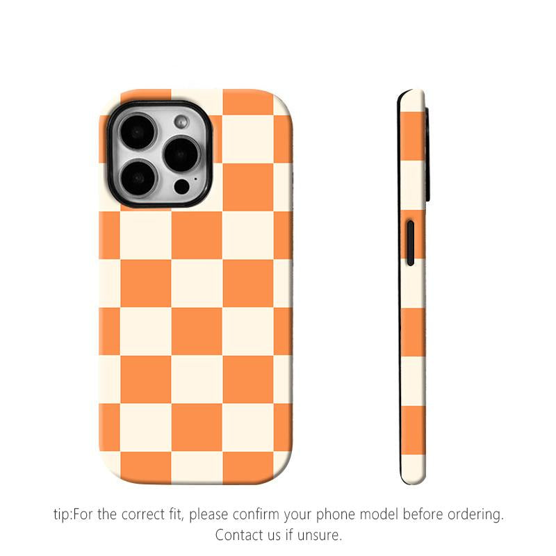 Matte Anti-Slip Checkerboard Phone Case for Iphone17 Air 16 Pro Max 15 14 plus 13 12 11 8 XR XS Anti-Fingerprint and Oil Stain Resistant, Wear-Resistant and Scratch-Resistant, Premium Matte Texture.Wc34