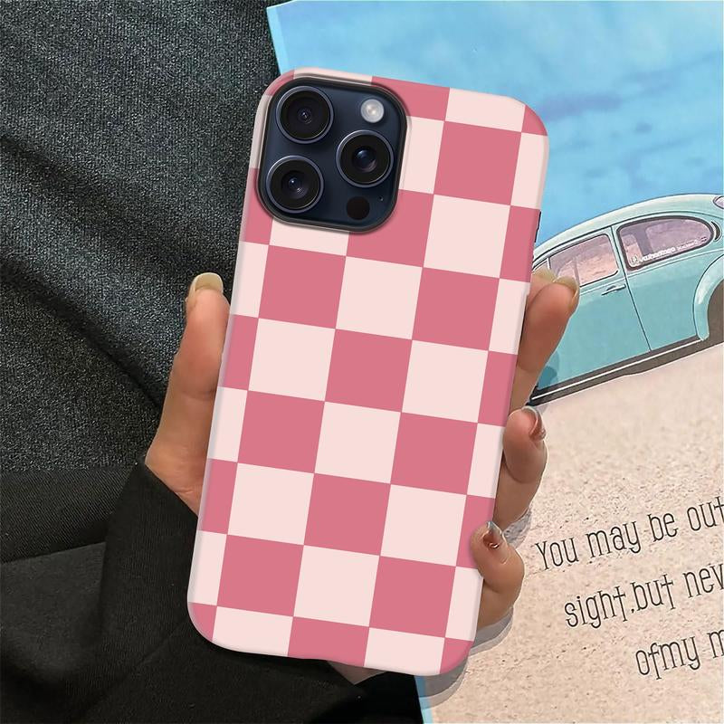 Matte Anti-Slip Checkerboard Phone Case for Iphone17 Air 16 Pro Max 15 14 plus 13 12 11 8 XR XS Anti-Fingerprint and Oil Stain Resistant, Wear-Resistant and Scratch-Resistant, Premium Matte Texture.Wc34