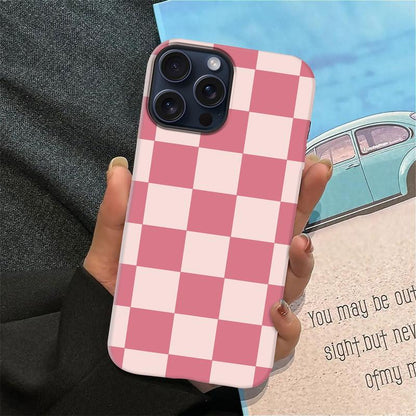 Matte Anti-Slip Checkerboard Phone Case for Iphone17 Air 16 Pro Max 15 14 plus 13 12 11 8 XR XS Anti-Fingerprint and Oil Stain Resistant, Wear-Resistant and Scratch-Resistant, Premium Matte Texture.Wc34