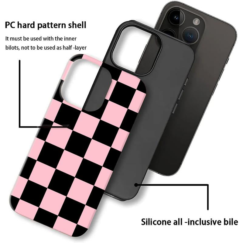 Matte Anti-Slip Checkerboard Phone Case for Iphone17 Air 16 Pro Max 15 14 plus 13 12 11 8 XR XS Anti-Fingerprint and Oil Stain Resistant, Wear-Resistant and Scratch-Resistant, Premium Matte Texture.Wc34