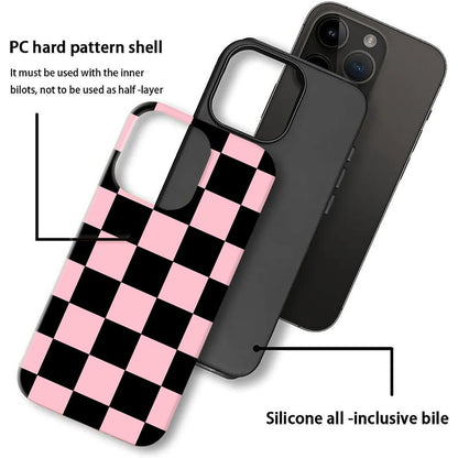 Matte Anti-Slip Checkerboard Phone Case for Iphone17 Air 16 Pro Max 15 14 plus 13 12 11 8 XR XS Anti-Fingerprint and Oil Stain Resistant, Wear-Resistant and Scratch-Resistant, Premium Matte Texture.Wc34