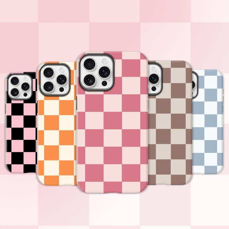 Matte Anti-Slip Checkerboard Phone Case for Iphone17 Air 16 Pro Max 15 14 plus 13 12 11 8 XR XS Anti-Fingerprint and Oil Stain Resistant, Wear-Resistant and Scratch-Resistant, Premium Matte Texture.Wc34